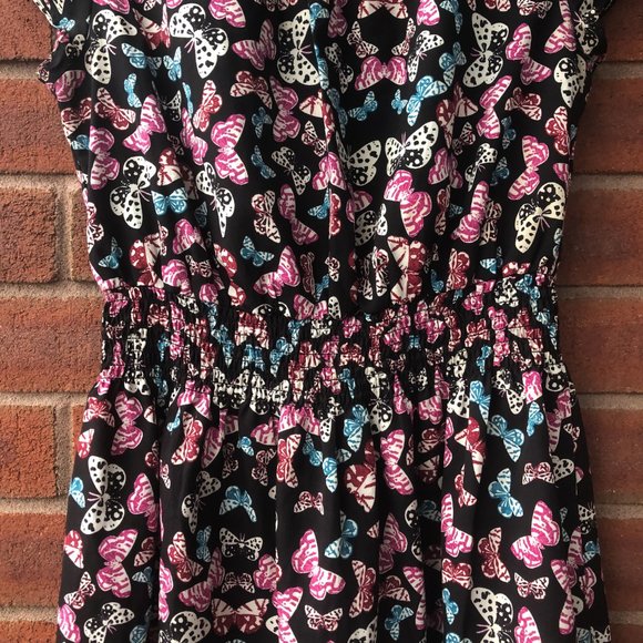 New Look A-line Black Dress with Purple Butterfly Pattern - Picture 4 of 13